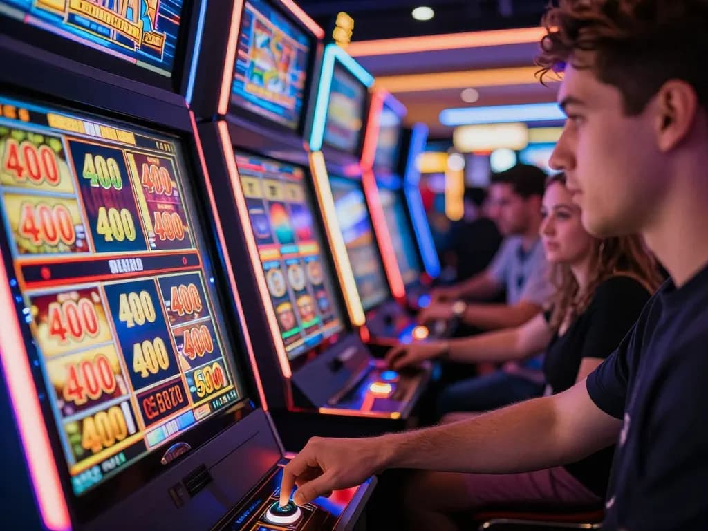 Experience the thrill of a slot bet 400 with colorful displays and engaged players in a vibrant casino.