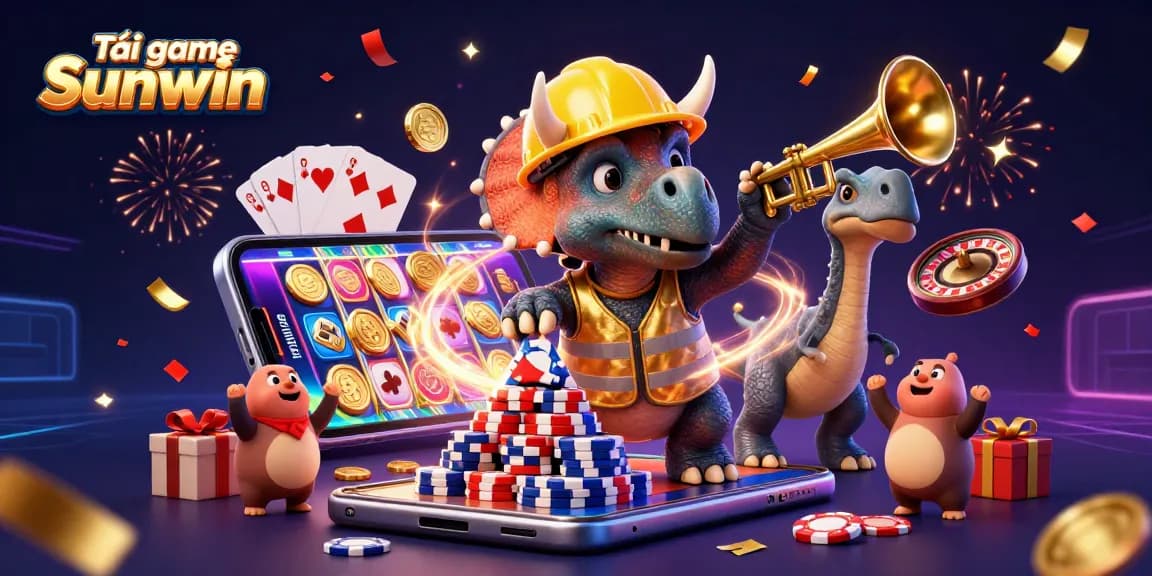Tải game Sunwin and enjoy vibrant casino excitement with our playful dinosaur illustration