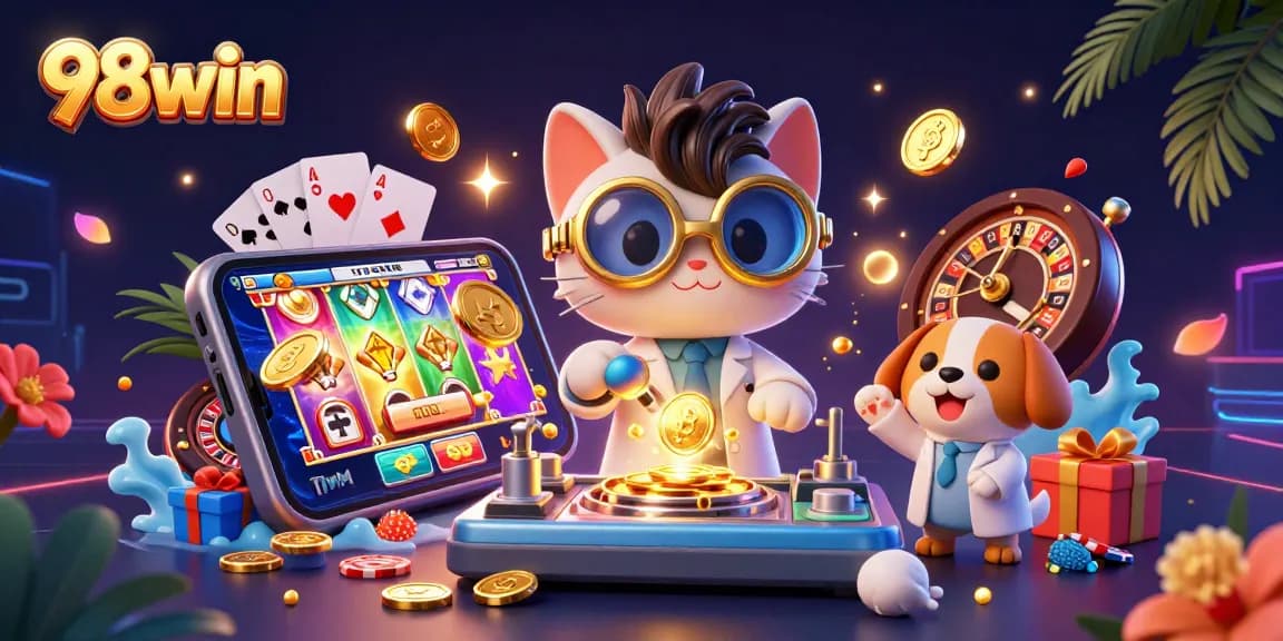 Experience the thrill of winning at 98win with vibrant slot games and engaging casino elements.