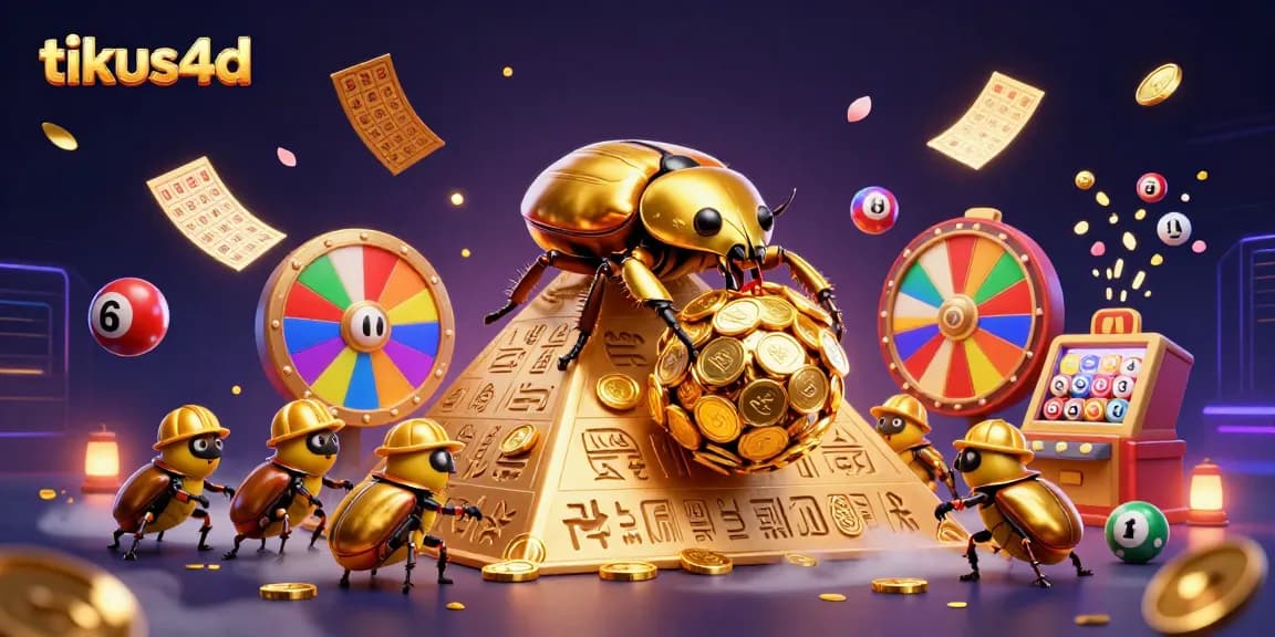 Engage with the tikus4d lottery excitement featuring vibrant lottery elements, dynamic cash prizes, and beetle characters.