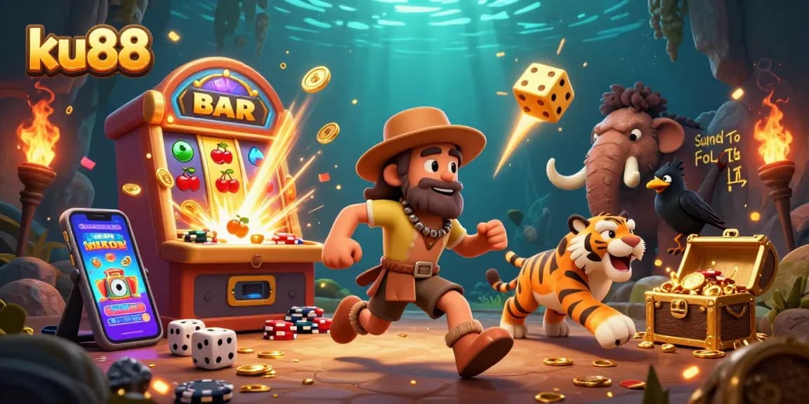 Experience exciting slots with ku88 as a caveman and tiger duo lead the prehistoric casino!
