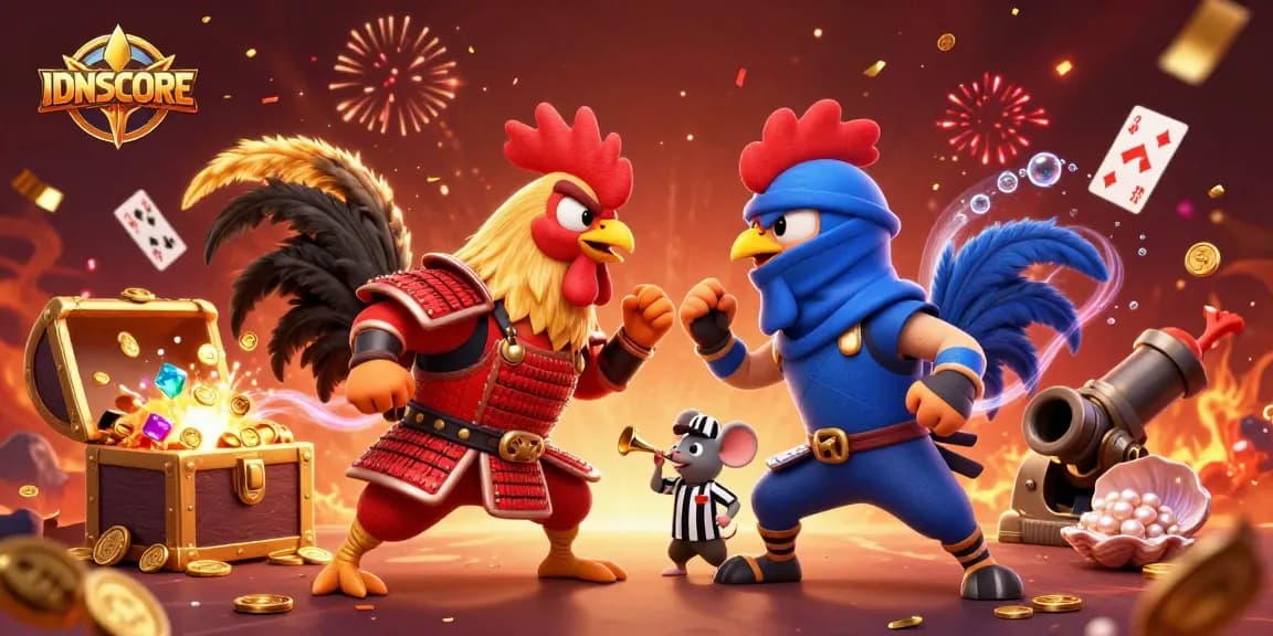 Experience thrilling challenges with IDNSCORE's dynamic roosters matched in a vibrant casino showdown.
