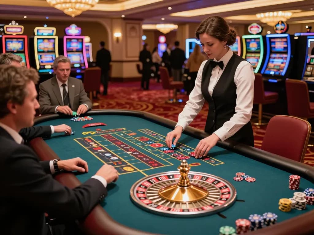 Engaging players at a roulette table showcasing the high-stakes action and vibrant atmosphere of the casino, emphasizing the thrill of gambling after learning about selfieplasticsurgeries.