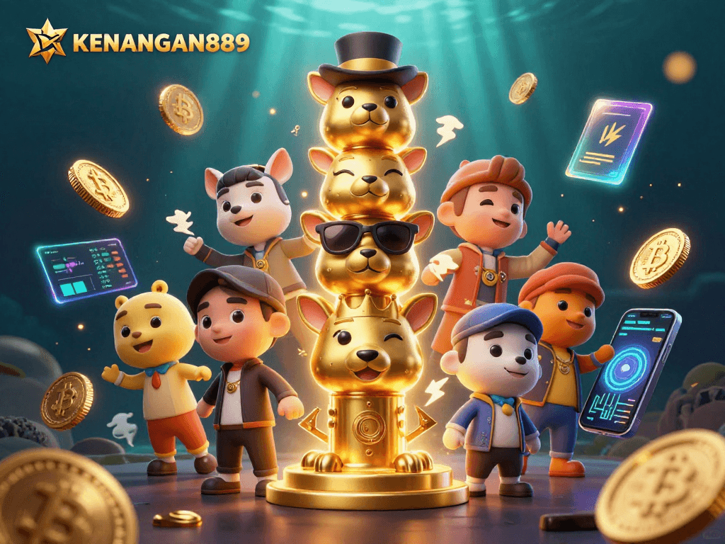 Engage with KENANGAN889 as playful totem characters brighten the casino atmosphere.