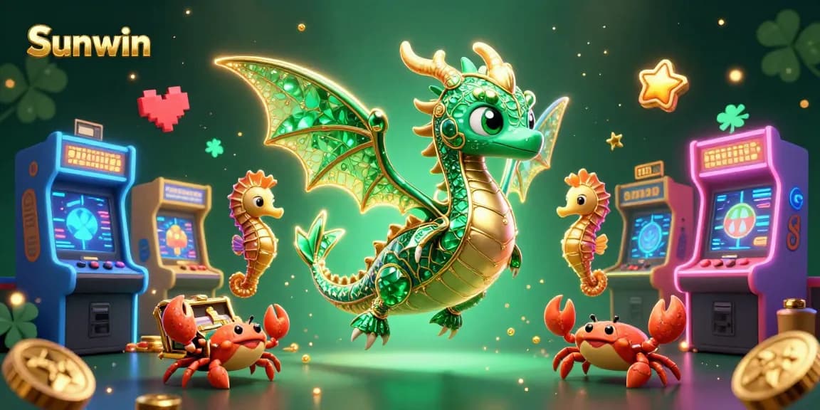 Engage with the Sunwin gaming adventure in this vivid underwater casino scene featuring a magical sea dragon.