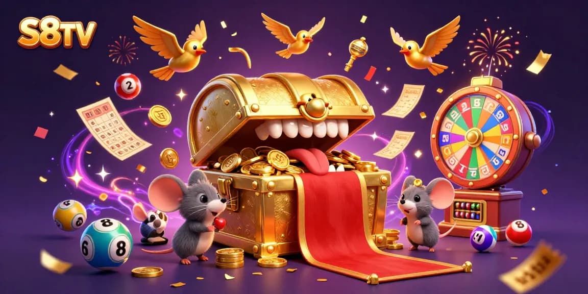 S8TV offers thrilling lottery excitement with gold treasure chests and dynamic game elements.
