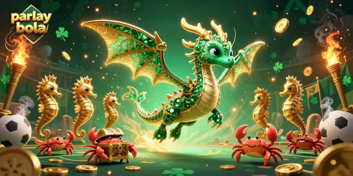 Engage in parlay bola betting and win big with exciting odds, featuring vibrant sea dragon elements.