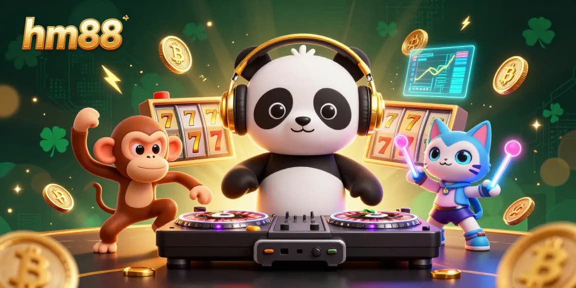 Engage in thrilling gameplay at hm88 with vibrant characters dancing among casino elements.