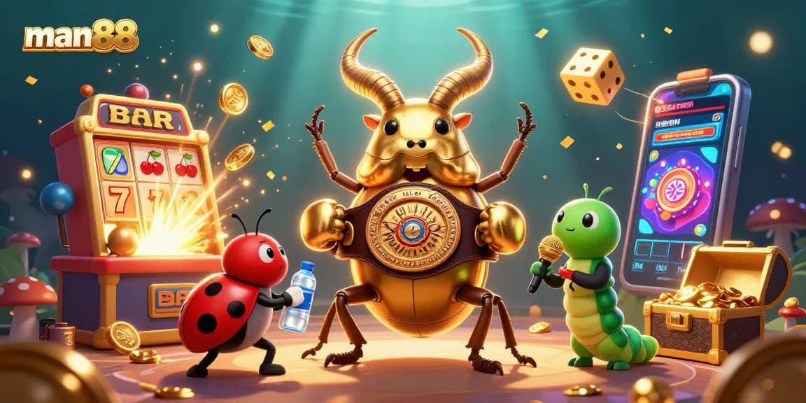 Experience the thrilling man88 action with a vibrant 3D casino scene featuring animated characters and engaging elements.