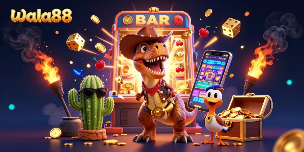 Experience thrilling gameplay at wala88 with a vibrant scene of winning slots and festive elements.