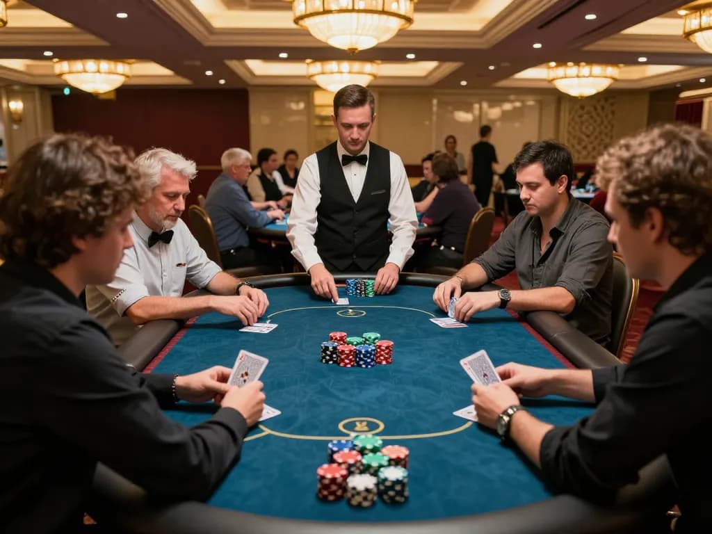 Players engaged in a thrilling poker game at Jun88, showcasing strategic gameplay and high-stakes betting.