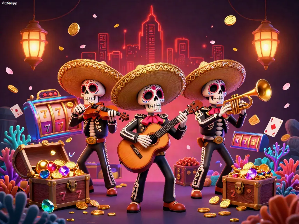 Experience the excitement of da88app with a vibrant mariachi band and dynamic casino elements.