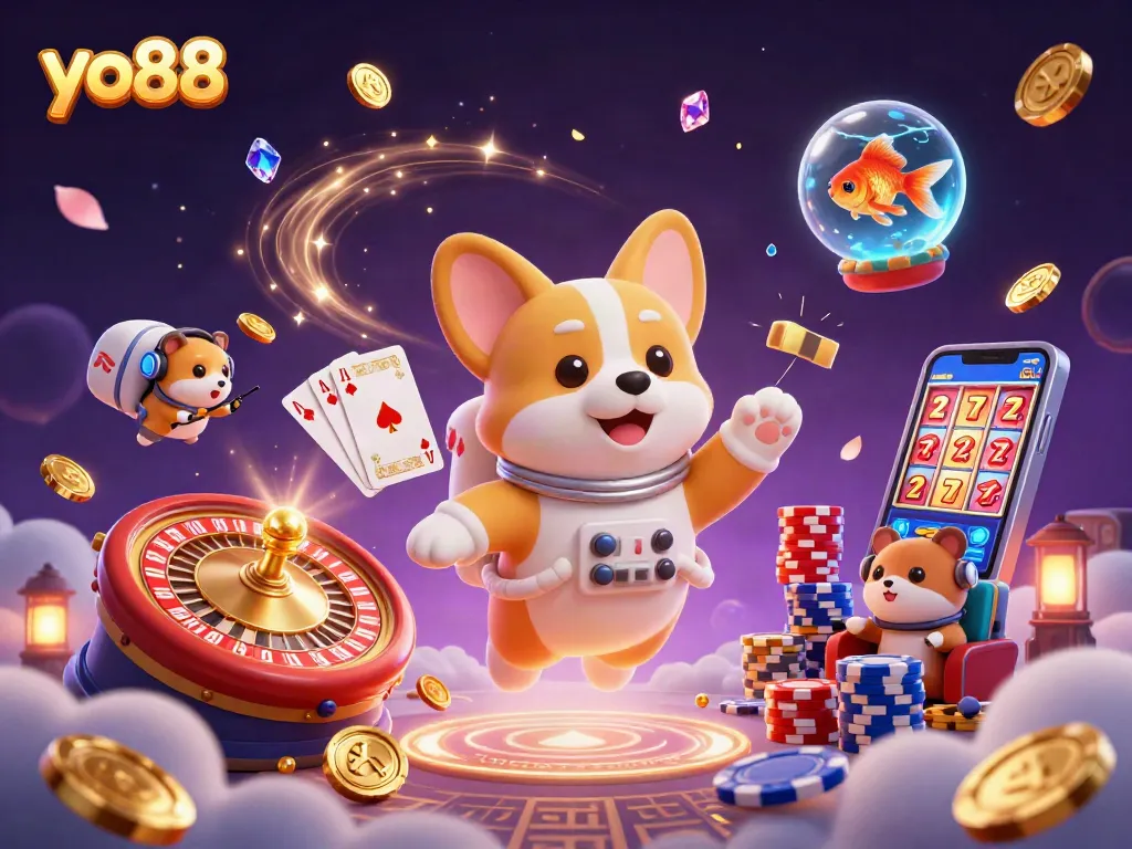 Experience exciting gaming with yo88 as the corgi astronaut navigates a space casino adventure filled with exhilarating visuals.