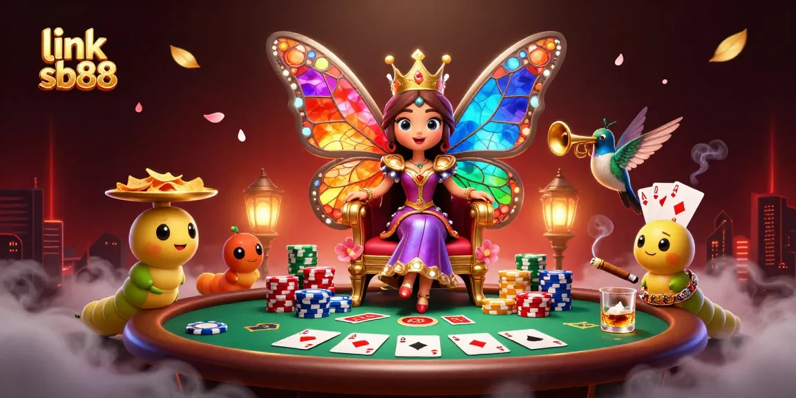 Experience rich gameplay with link sb88 in this vibrant 3D casino scene filled with poker chips and vibrant characters.