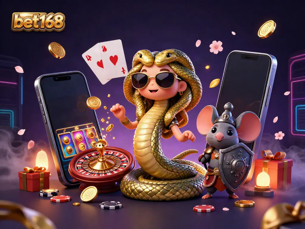 bet168 - Enjoy the colorful slot gaming scene featuring Medusa and a warrior mouse amidst exciting casino elements.