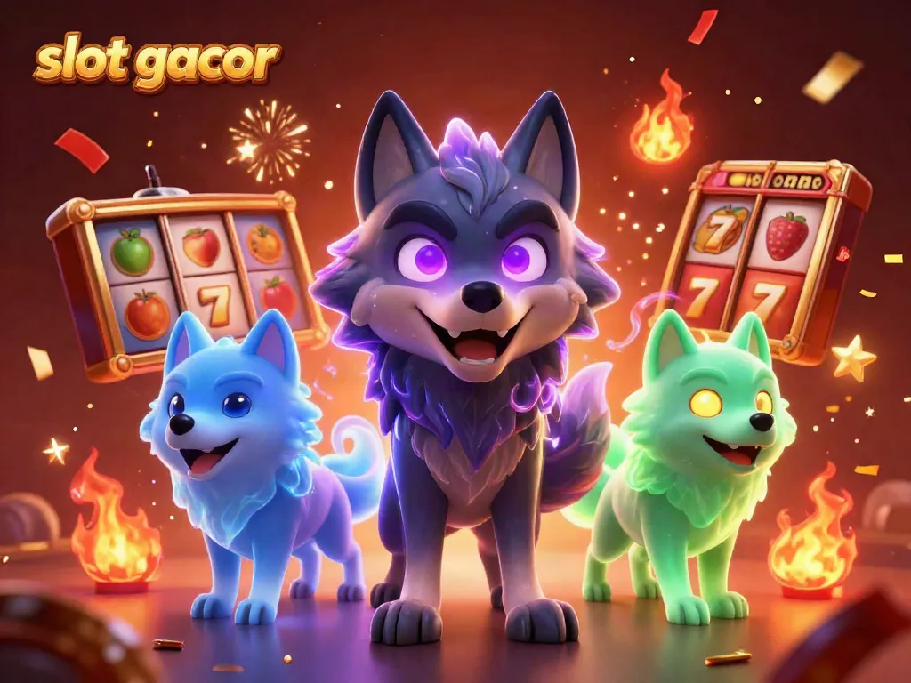 Experience the thrill of slot gacor with vibrant symbols and a rich casino energy in this stunning illustration.