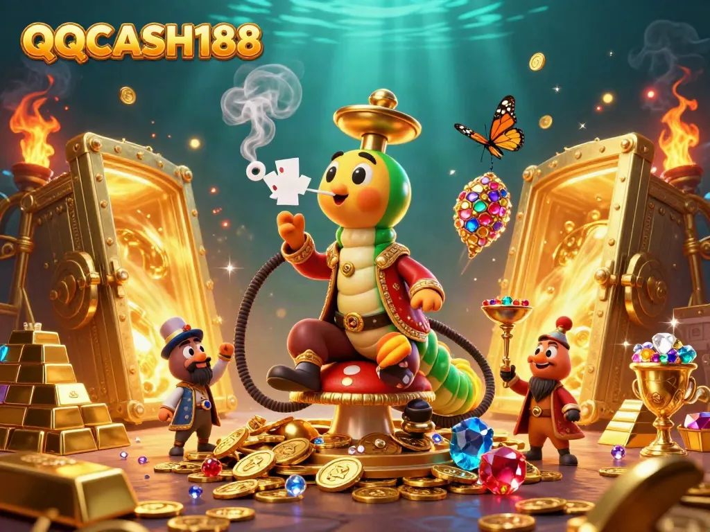 Experience immersive gaming with QQCASH188, featuring vibrant characters and dynamic casino elements.