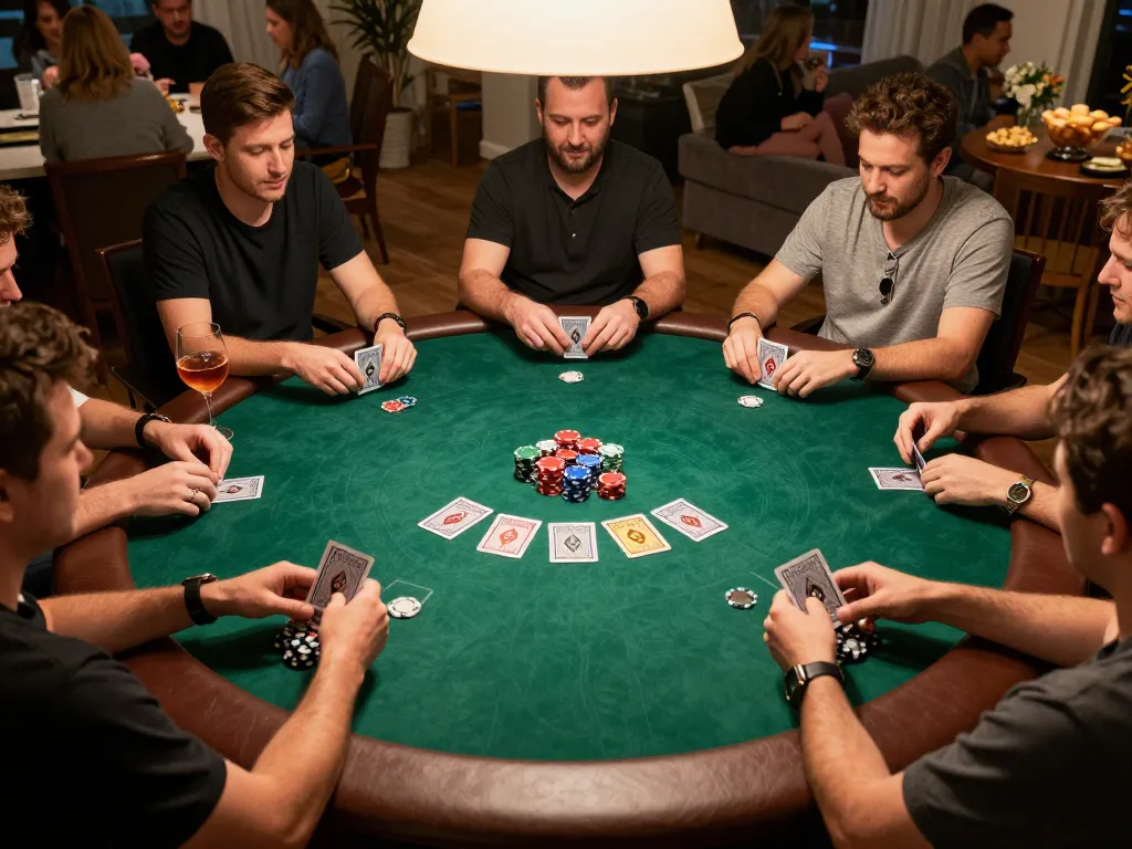 Players engaged in a thrilling poker game at home showcasing strategy and social interaction at 789club.