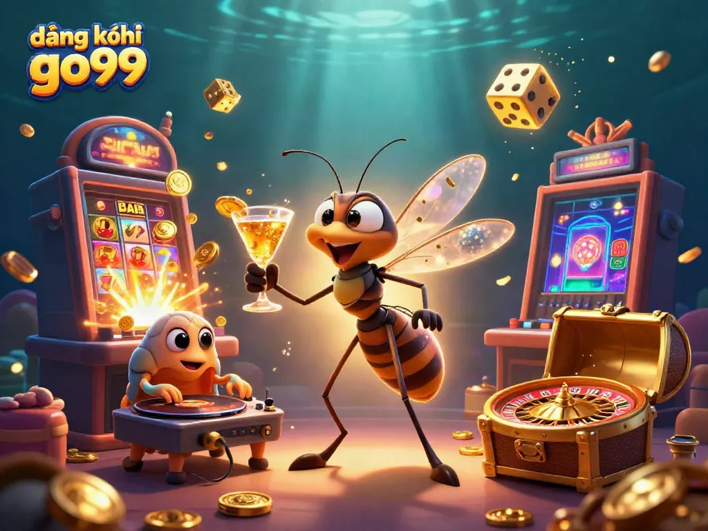 Experience excitement with đăng ký go99 in this vibrant 3D casino illustration featuring unique characters and symbols.