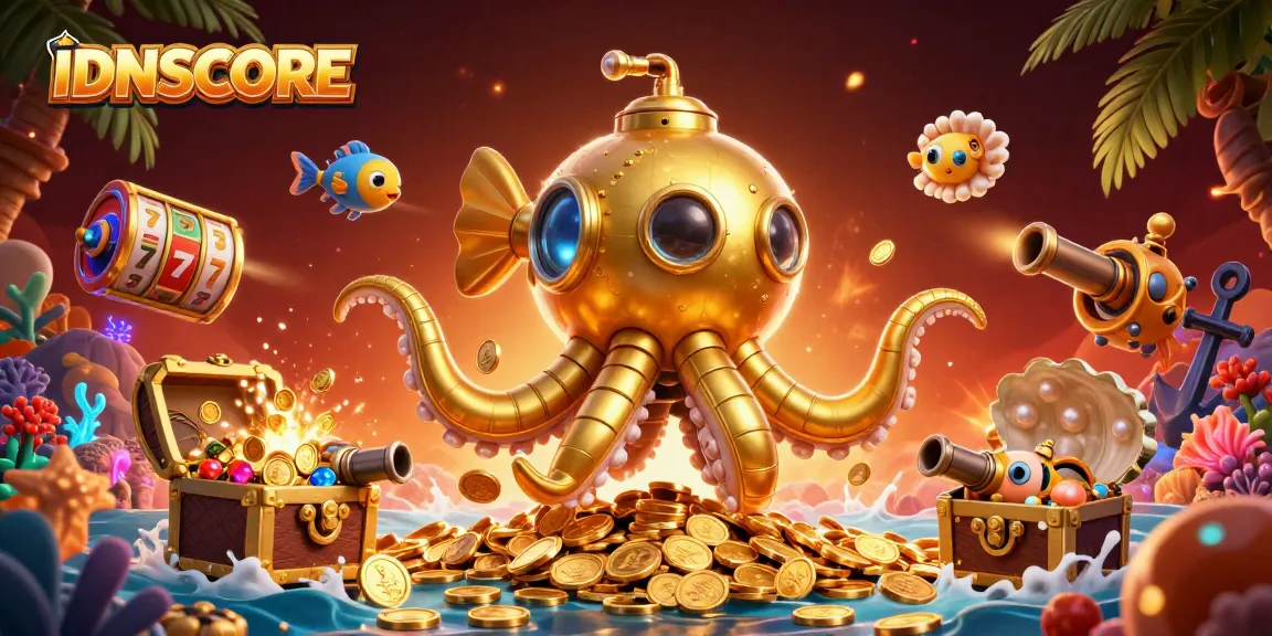 Engage with IDNSCORE's thrilling slot games amidst a dynamic underwater adventure.