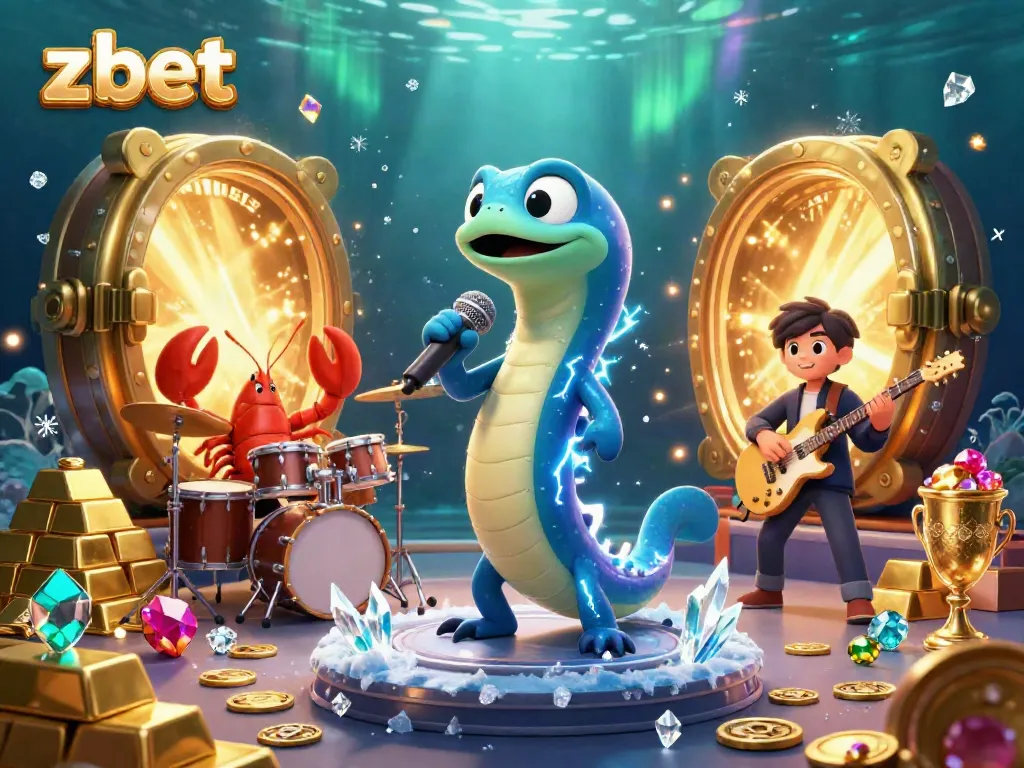 Experience the thrilling underwater casino scene with zbet, showcasing vibrant characters and treasures.
