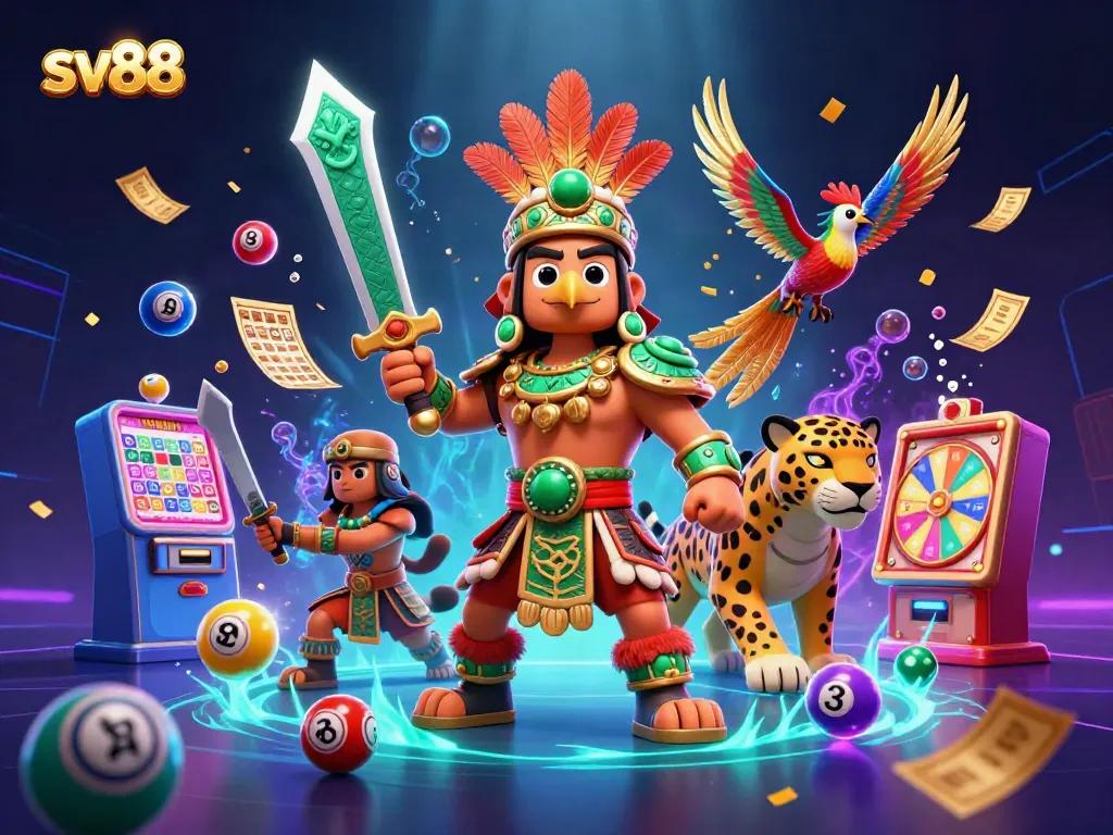 Experience exciting wins at sv88 with dynamic games featuring colorful lottery balls and Aztec warriors.