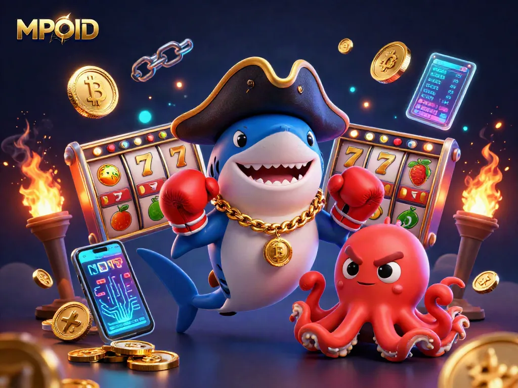 Engage in MPOID gaming with playful characters and vibrant casino elements.