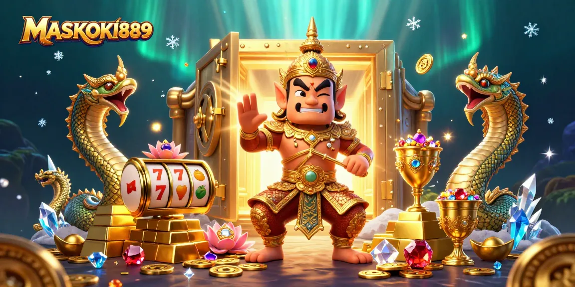 Engage in winning strategies with MASKOKI889's vibrant casino game atmosphere showcasing rich treasures.