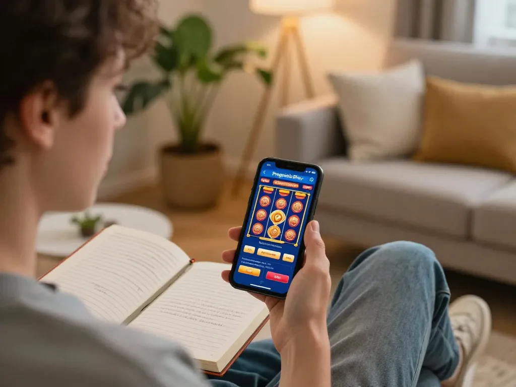 Engaging in online Pragmaticplay slots while managing bankroll notes at home.