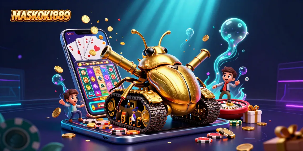 Experience thrilling slots with MASKOKI889's captivating casino beetle tank illustration.