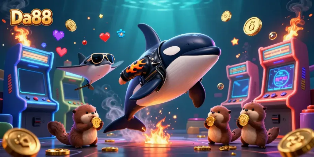 Experience thrilling gameplay at Da88 with vibrant characters and dynamic casino elements.