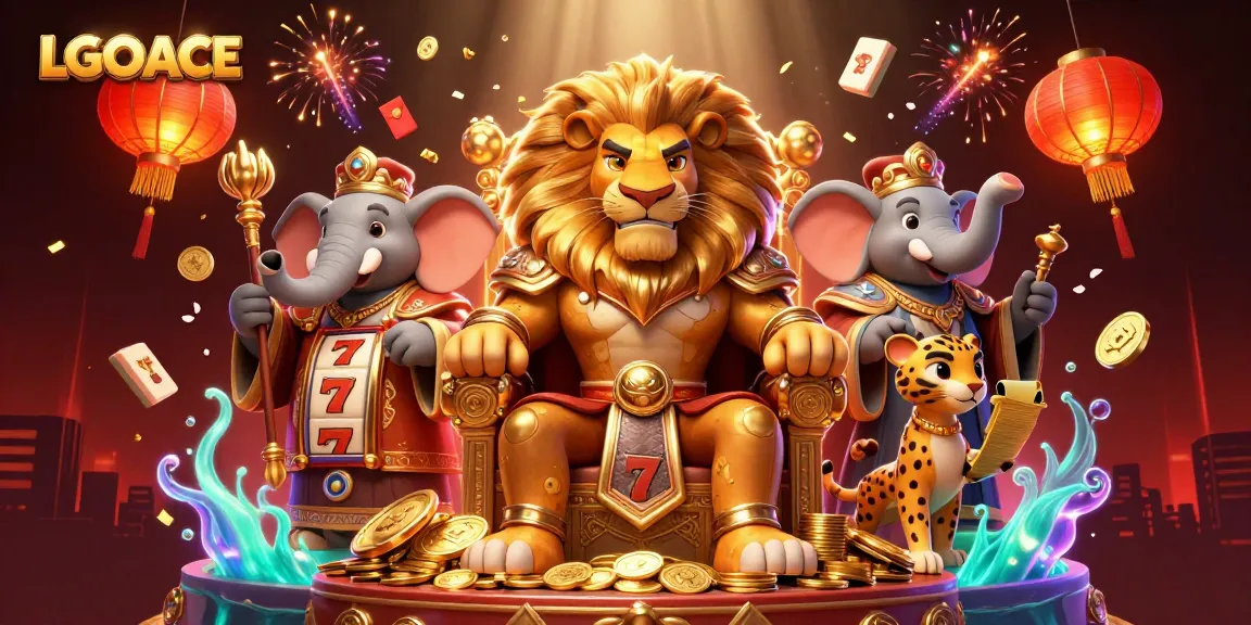 Experience the thrill of LGOACE with a dynamic casino scene of a lion king on a throne