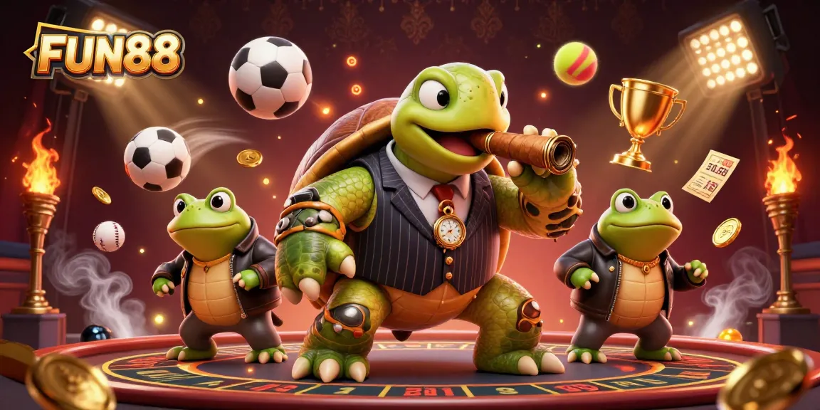 Engage your gaming skills with FUN88: dynamic scene of a poker game featuring vivid characters and casino elements.