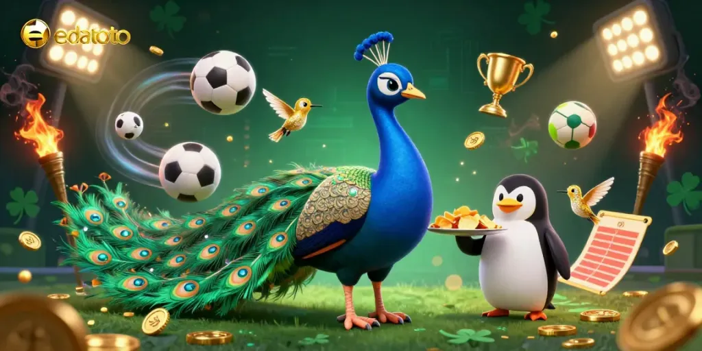 Experience thrilling gameplay with edatoto's vibrant illustration showcasing luxury and excitement in online gambling.