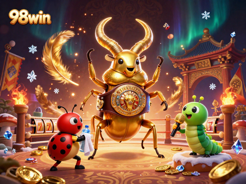 Experience dynamic action at 98win with vibrant characters and casino elements in a detailed 3D scene.