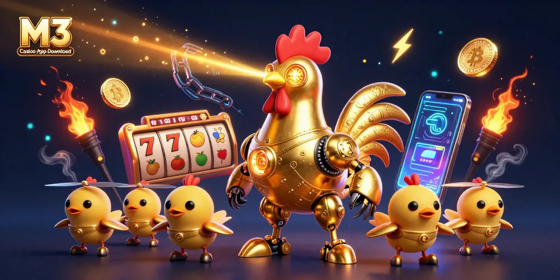 Experience the excitement with M3 Casino App Download, featuring vibrant casino elements and animated characters in action.