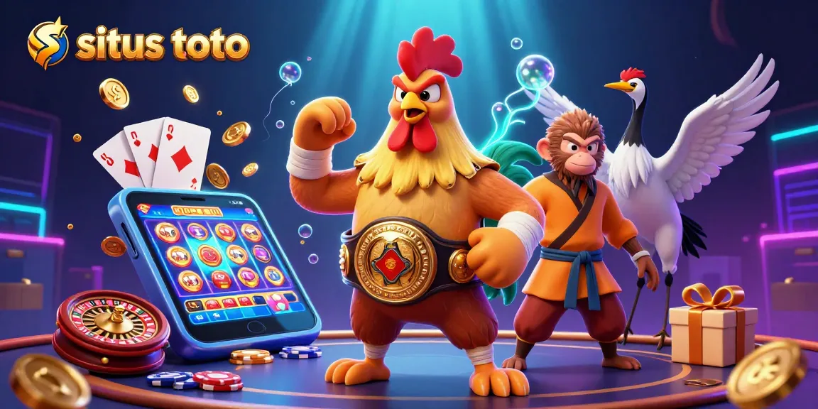 Engage in exciting gameplay at situs toto, featuring a dynamic 3D casino scene with vibrant characters and game elements.