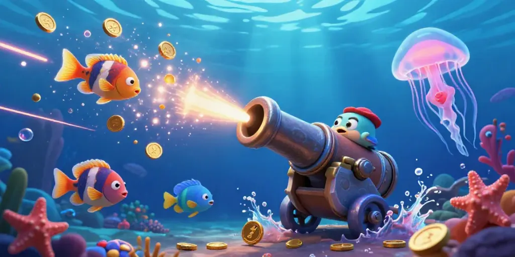 Experience the thrill of Bắn cá đổi thưởng with vibrant underwater elements, dynamic fish movement, and exciting rewards.