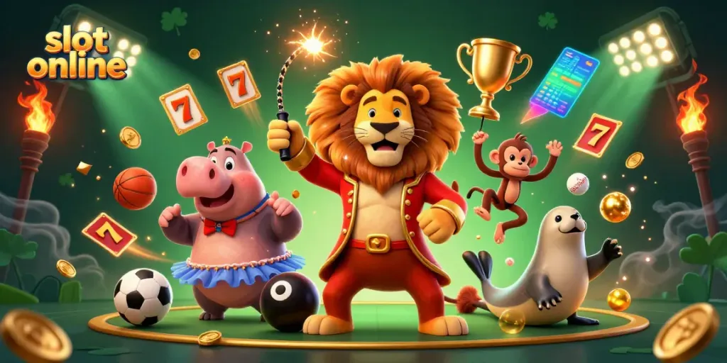 Play dynamic slot online games with a 3D circus theme featuring colorful characters and vibrant elements.