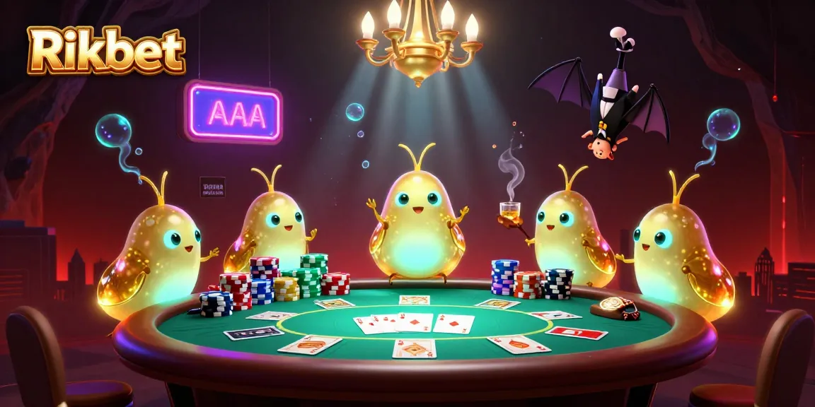Light up your game with Rikbet's captivating cave casino illustration featuring poker excitement.