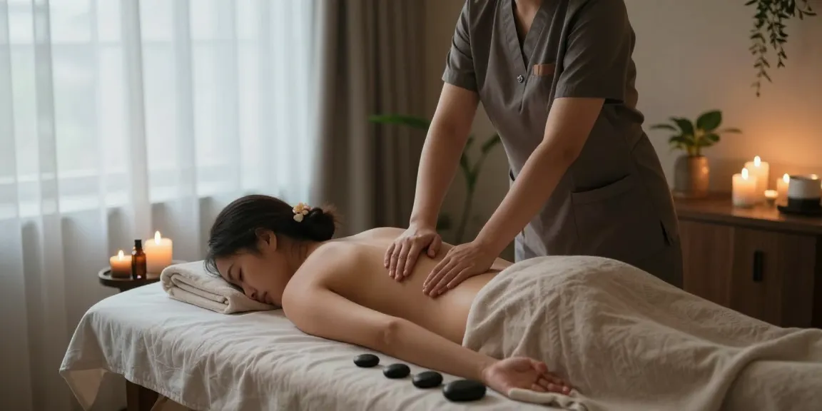 Enjoying a relaxing 마포출장마사지 in a serene spa environment with calming ambiance and natural elements.