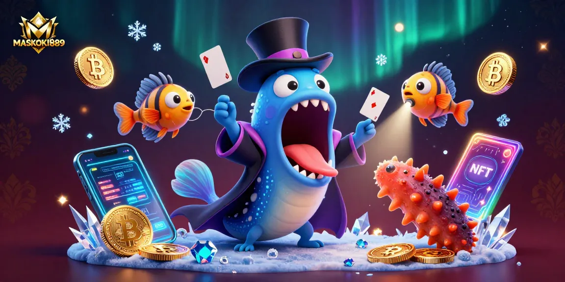 Engage in thrilling gameplay with MASKOKI889's dazzling casino scene featuring unique animated characters.