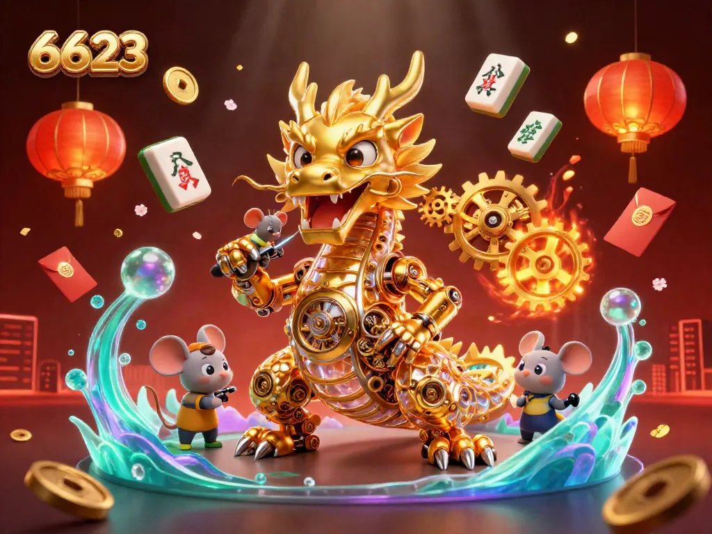 Engage with thrilling 6623 gaming features through a vibrant dragon scene showcasing rich casino elements.