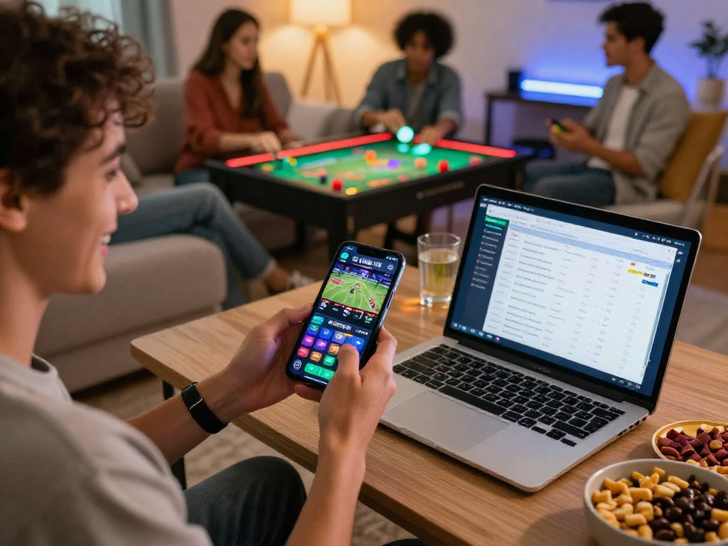 Exciting gambling scene with user engaging in online betting on the oxbet app in a vibrant environment.