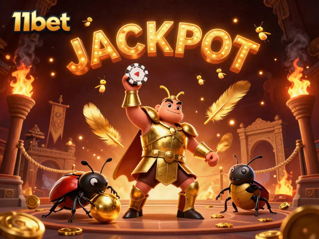 Experience thrilling moments with 11bet as the golden poker chip rises in a vibrant 3D casino scene.