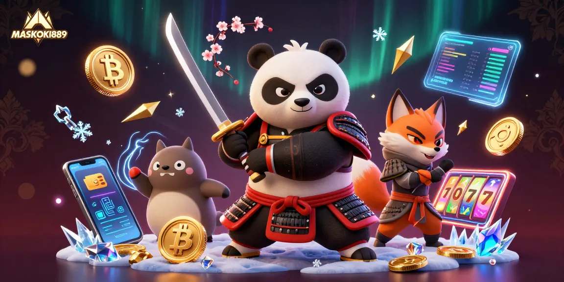 Engage with MASKOKI889 while exploring vibrant 3D casino adventures featuring samurai panda and ninja fox.