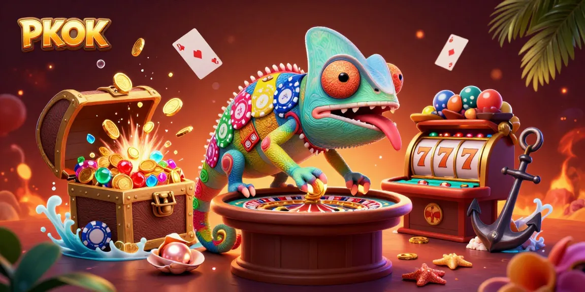 Engage with thrilling PKOK slots as golden coins fly amidst vibrant casino animation.