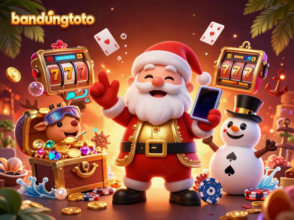 Experience the excitement of bandungtoto with Santa and friends celebrating jackpot slots!