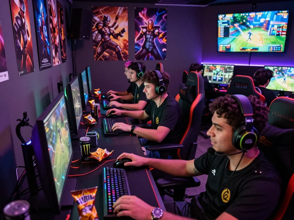 Vibrant gaming scene at ligasedayu.com with players immersed in competitive online gaming.