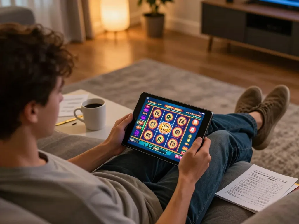 Engaging online gaming experience with GG88 on a tablet, highlighting strategic gambling.
